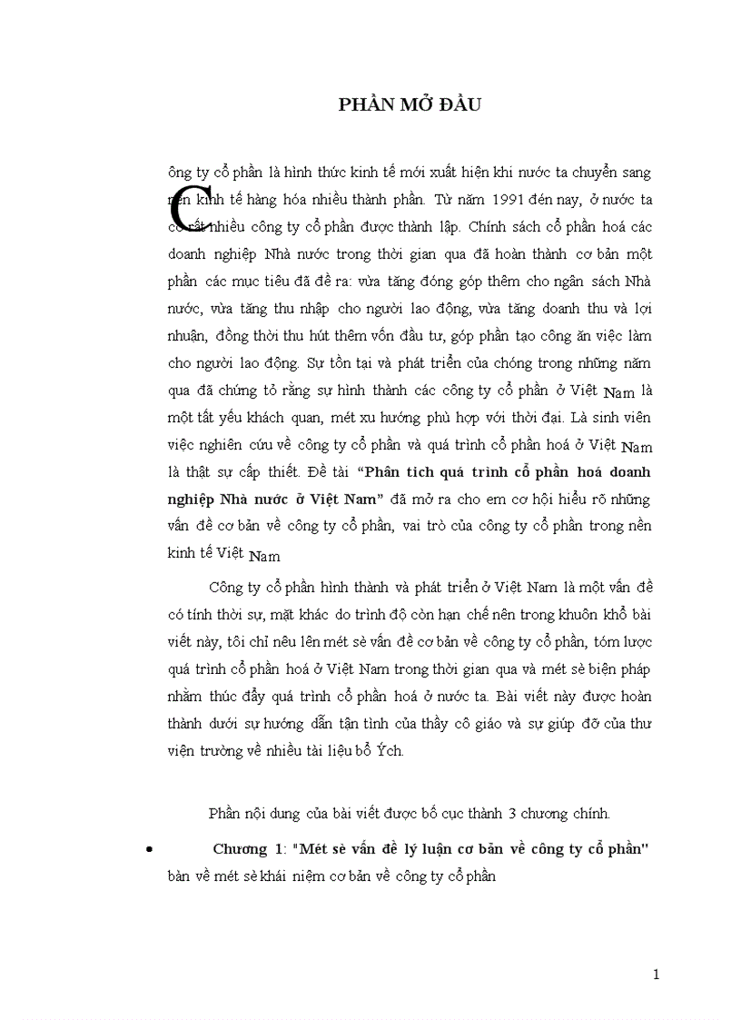 Phân tich quá trình cổ phần hoá doanh nghiệp Nhà nước ở Việt Nam 1