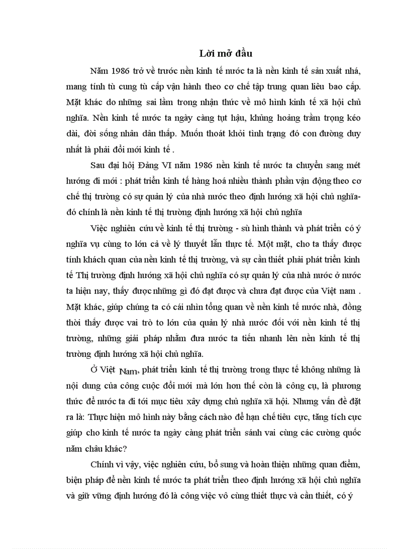 Quá trình hình thành và phát triển nền kinh tế thị trường theo định hướng xã hội chủ nghĩa ở Việt Nam 1