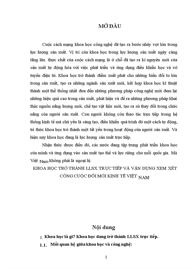 Khoa học với sự phát triển kinh tế VN