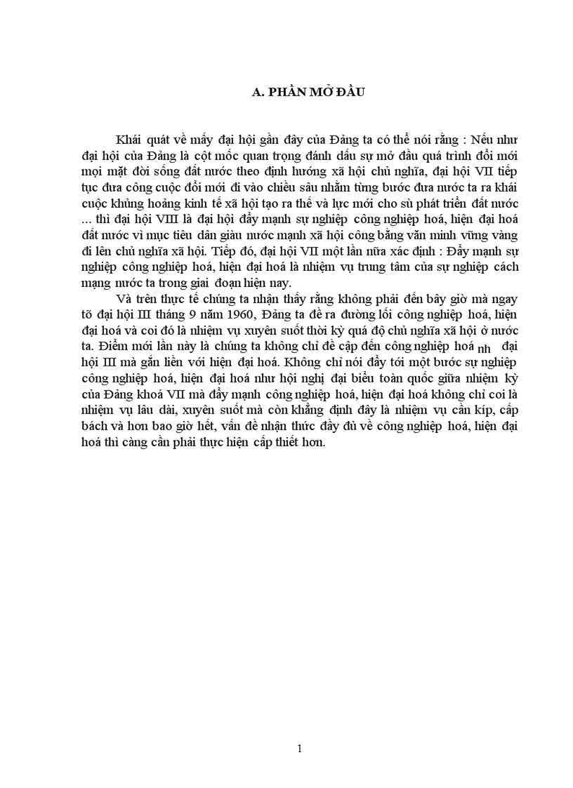 Sự nghiệp công nghiệp hoá hiện đại hoá ở nước ta