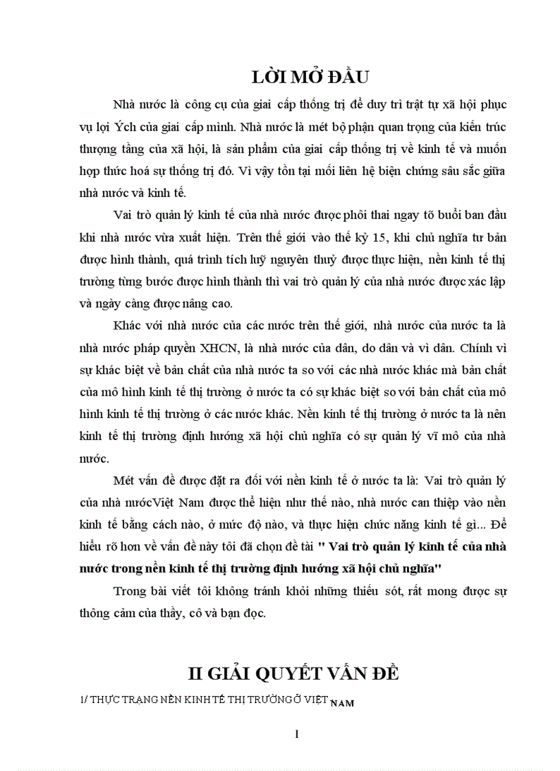 Vai trò quản lý kinh tế của nhà nước trong nền kinh tế thị trường định hướng xã hội chủ nghĩa 1
