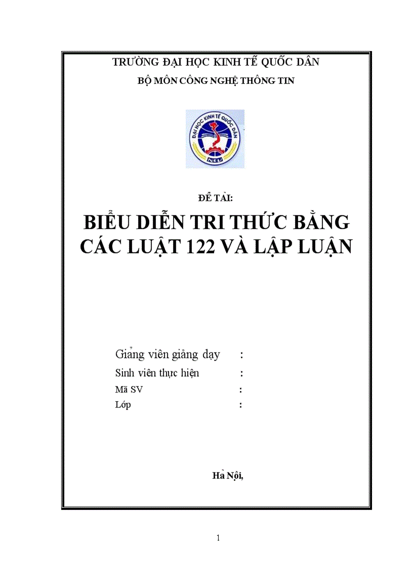 Biểu diễn tri thức bằng các luật 122 và lập luận