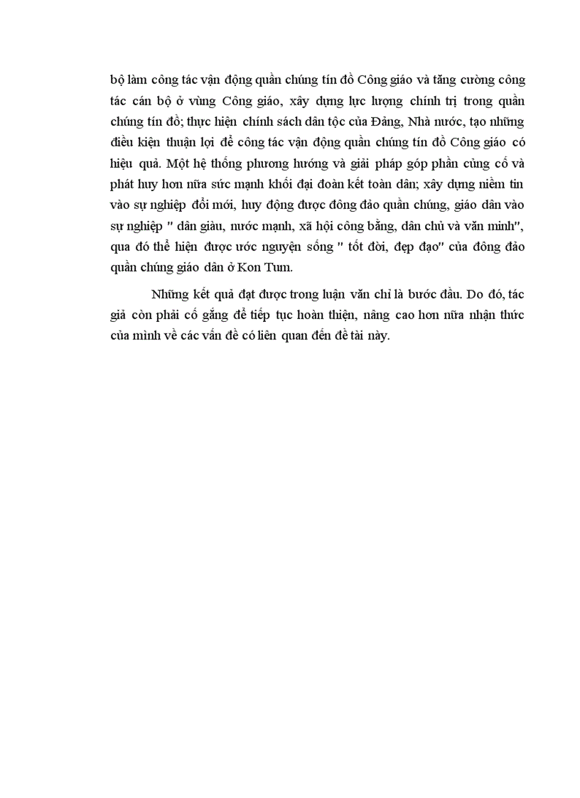 Phương hướng và giải pháp nhằm nâng cao hiệu quả công tác vận động quần chúng tín đồ Công giáo ở Kon Tum hiện nay