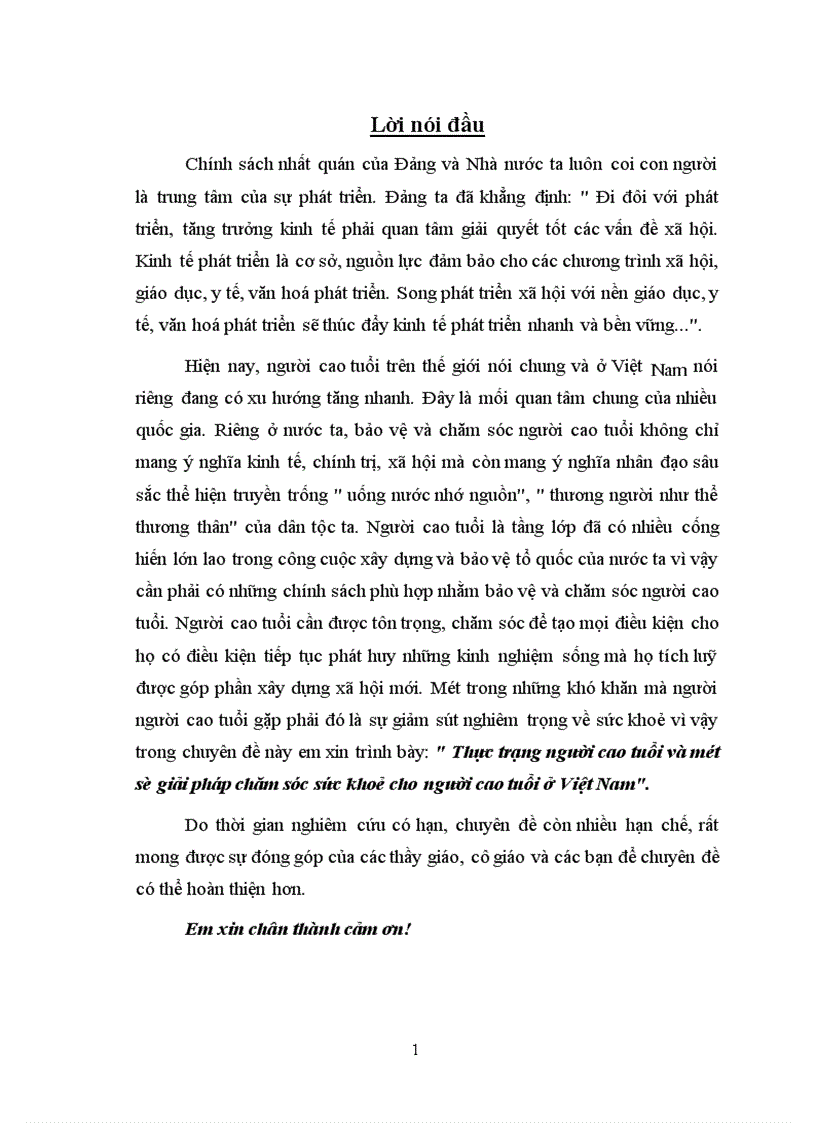 Thực trạng người cao tuổi và một số giải pháp chăm sóc sức khoẻ cho người cao tuổi ở Việt Nam 1