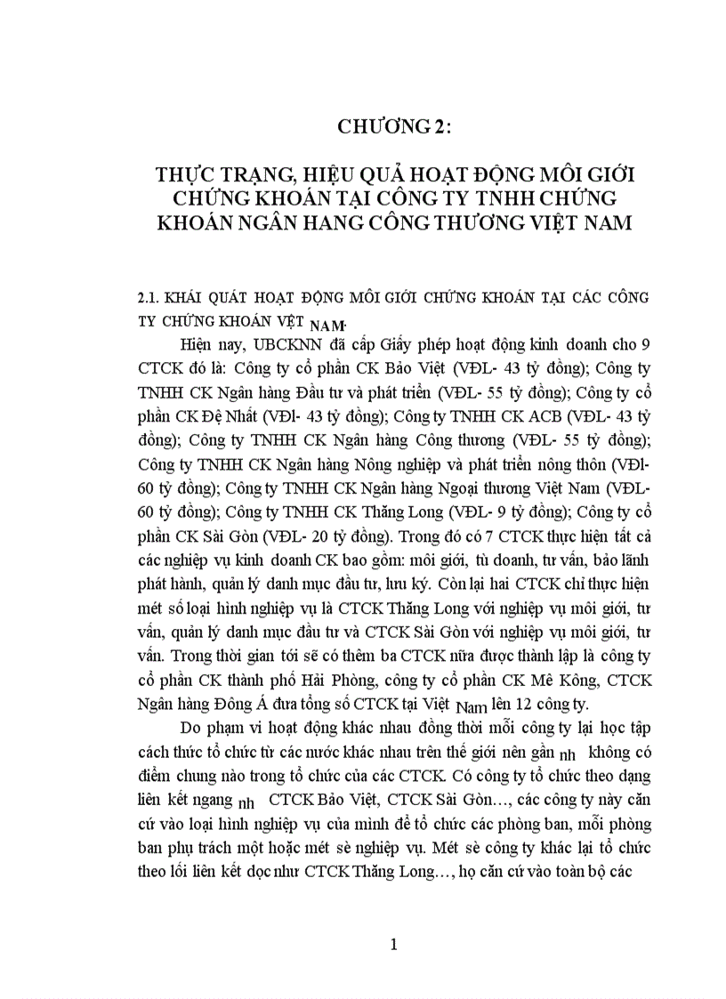 Thực trạng hiệu quả hoạt động MGCK tại CTCK Công thương