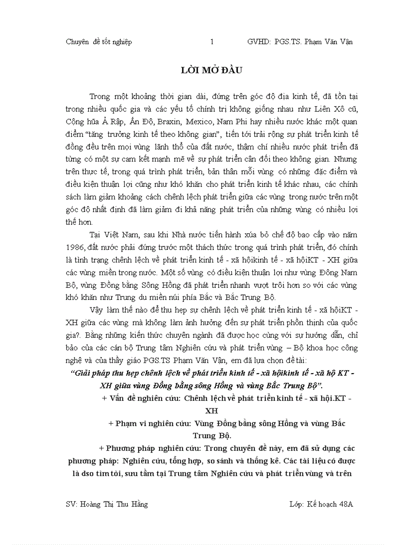 Giải pháp thu hẹp chênh lệch về phát triển kinh tế xã hộikinh tế xã hộ KT XH giữa vùng Đồng bằng sông Hồng và vùng Bắc Trung Bộ