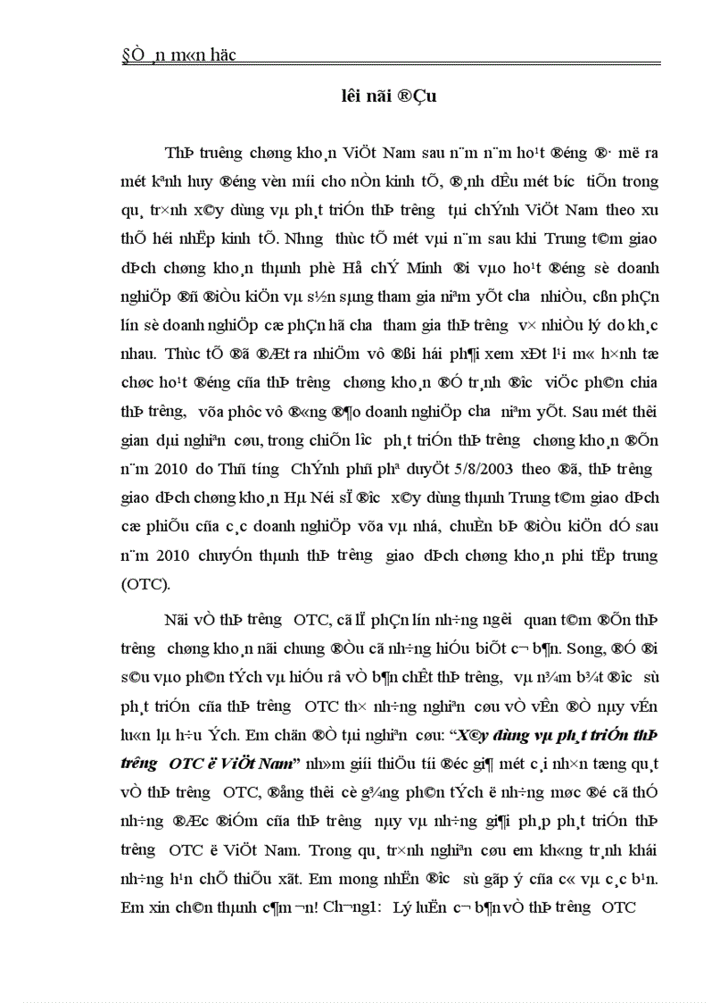Xây dựng và phát triển thị trường OTC ở Việt Nam