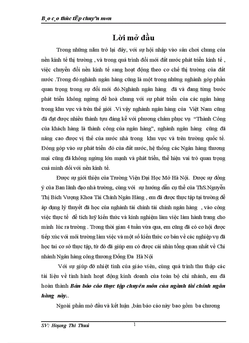 Bản báo cáo thực tập chuyên môn của ngành tài chính ngân hàng