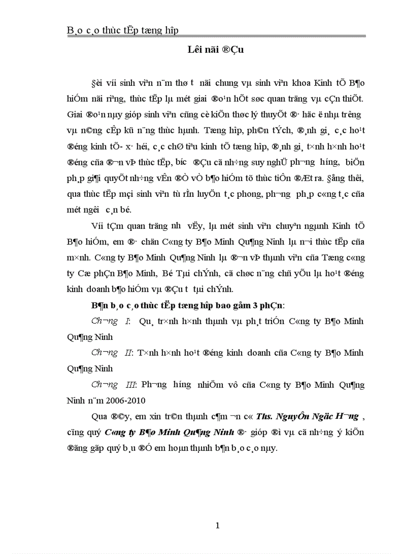 Hoạt động của Công ty Bảo Minh Quảng Ninh