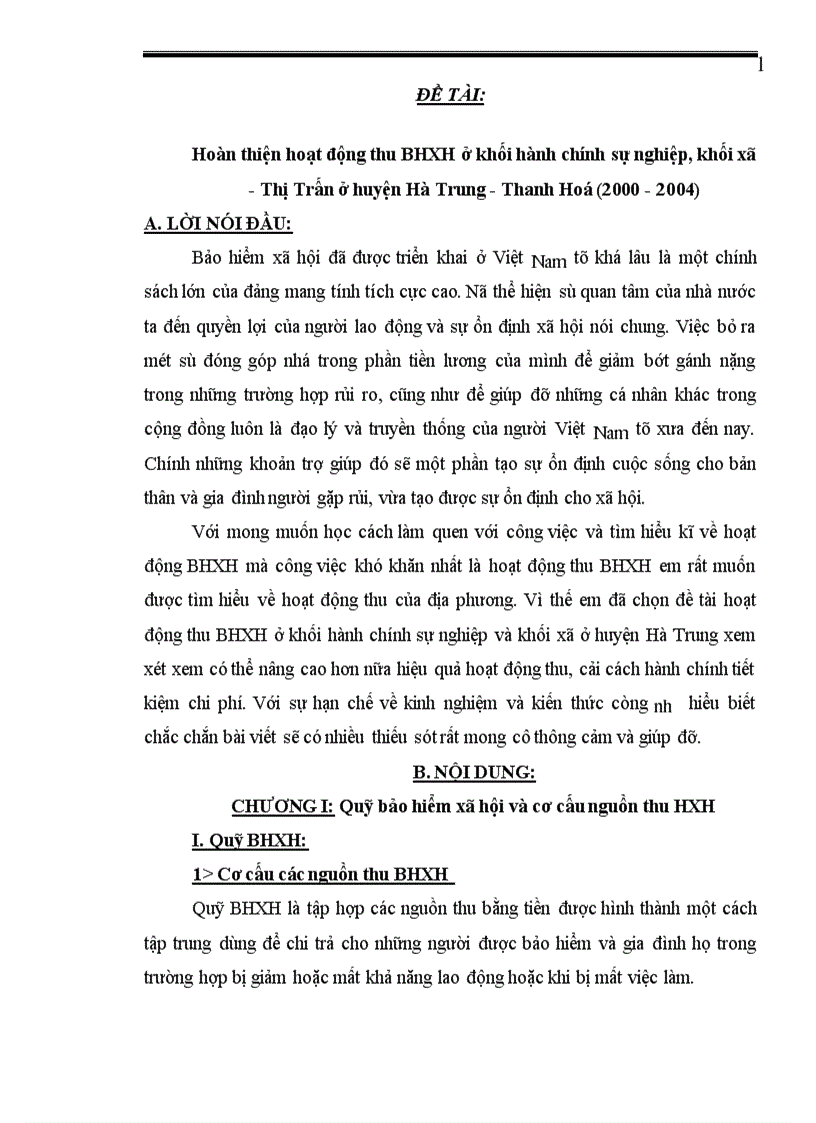 Hoàn thiện hoạt động thu BHXH ở khối hành chính sự nghiệp khối xã Thị Trấn ở huyện Hà Trung Thanh Hoá 2000 2004 1
