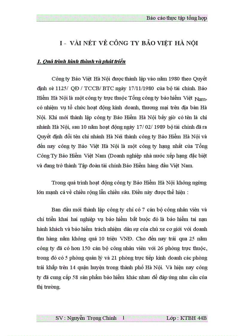 thực trạng những nguyên nhân của những thành công cũng như hạn chê của công ty bảo việt hà nội