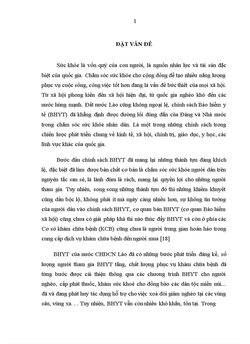 Đánh giá thực trạng bảo hiểm y tế ở nước Cộng hòa Dân chủ Nhân dân Lào 1