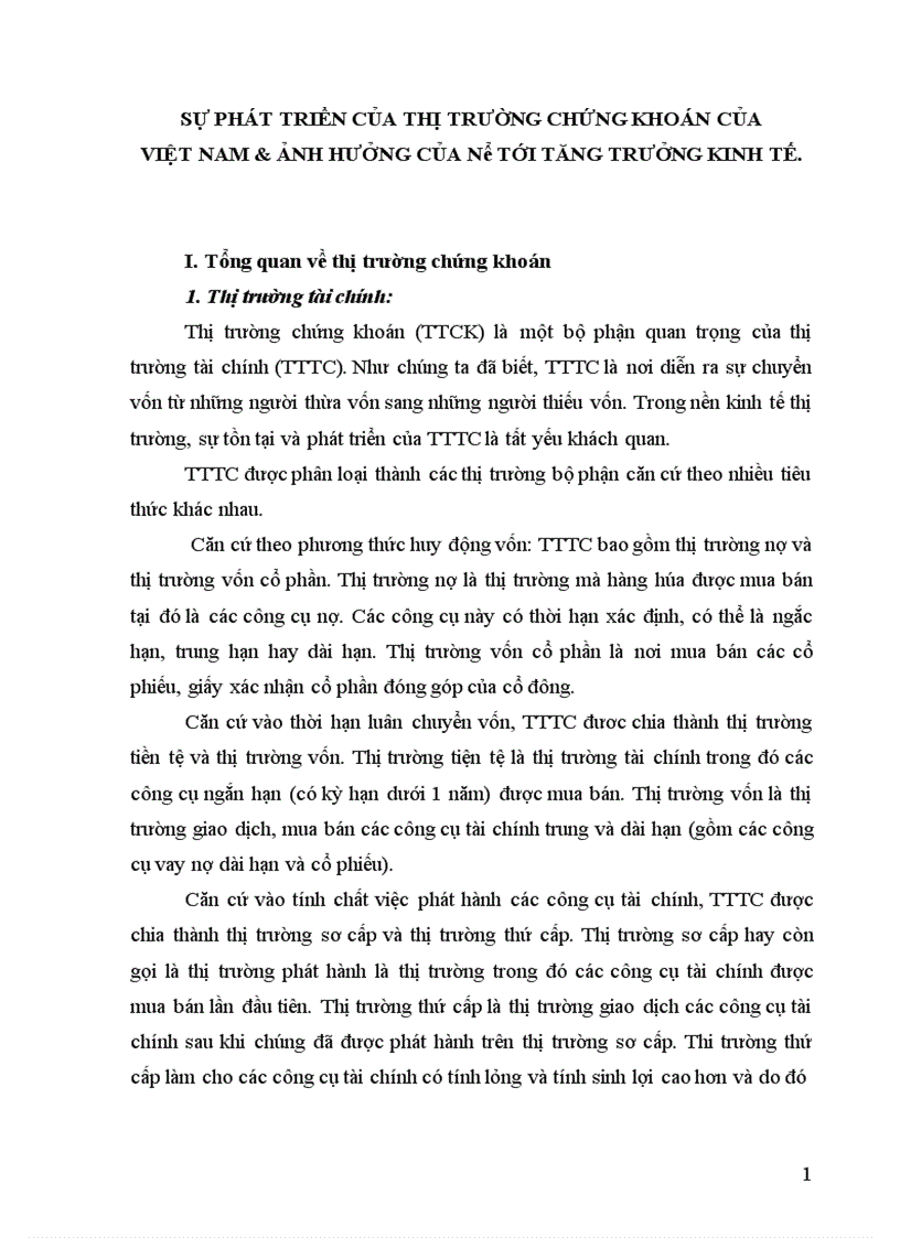 Sự phát triển của thị trường chứng khoán của việt nam ảnh hưởng của nó tới tăng trưởng kinh tế 1
