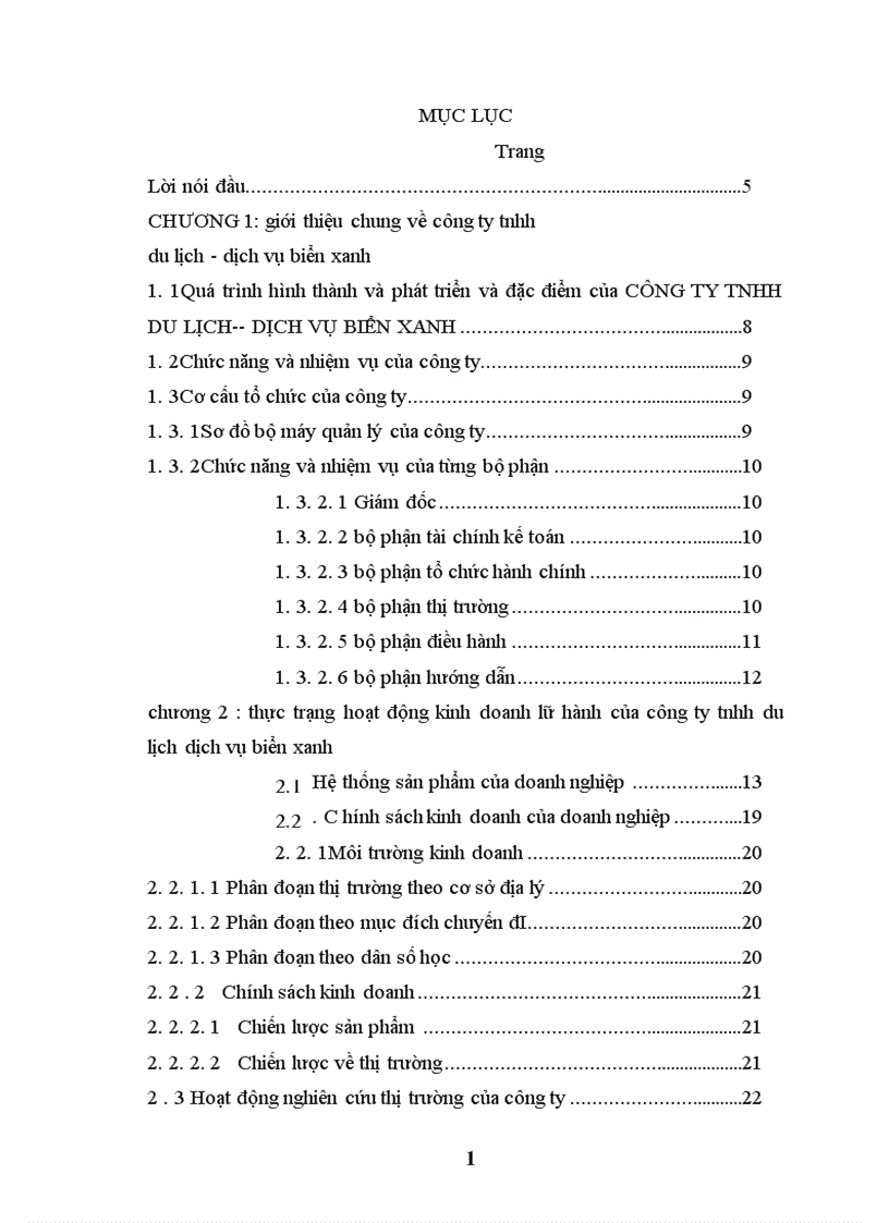 thực trạng hoạt động kinh doanh lữ hành của công ty tnhh du lịch dịch vụ biển xanh