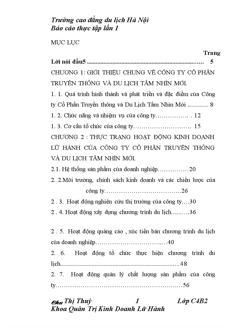 thực trạng hoạt động kinh doanh lữ hành của công ty cổ phần truyền thông và du lịch tầm nhìn mới