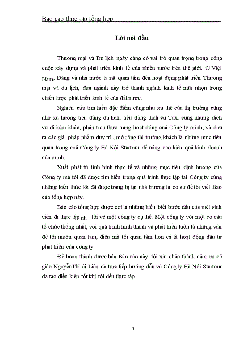 Báo cáo thực tập tại Công ty cổ phần Phát triển Thương mại và Du lịch quốc tế Ngôi Sao