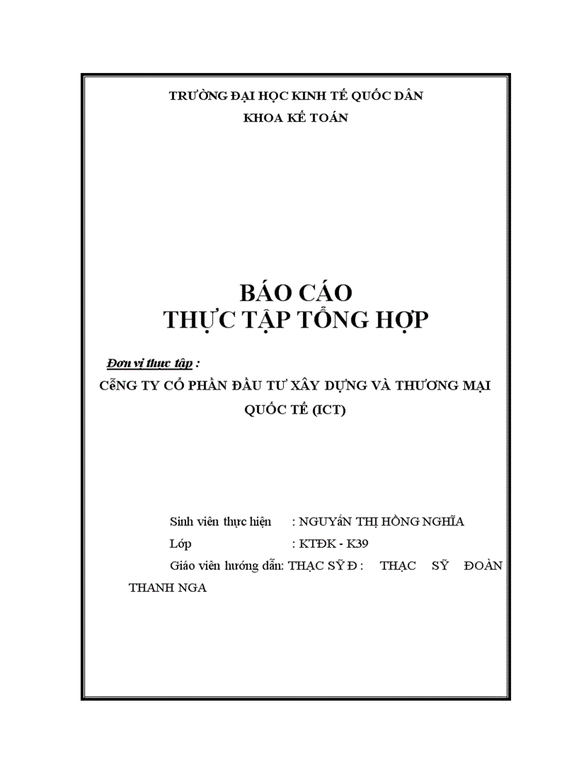 CÔNG TY CỔ PHẦN ĐẦU TƯ XÂY DỰNG VÀ THƯƠNG MẠI QUỐC TẾ ICT