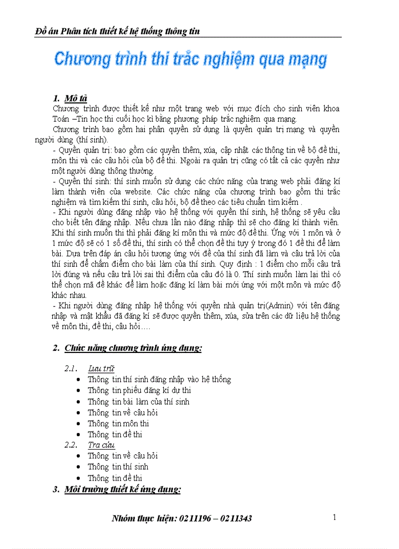 Phân tích thiết kế hệ thống thông tin 1