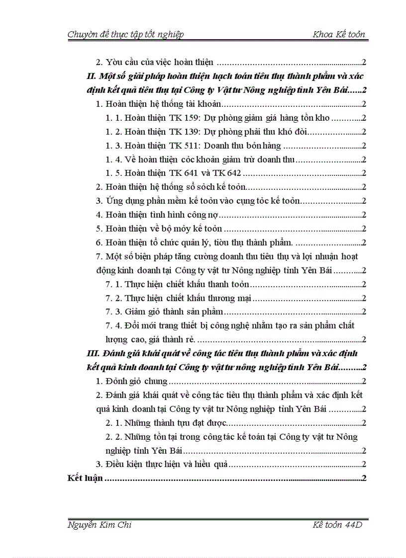 Thực trạng và giải pháp tiêu thụ hàng hóa và xác định kết quả tiêu thụ tại Công ty Vật tư Nông nghiệp tỉnh Yên Bái