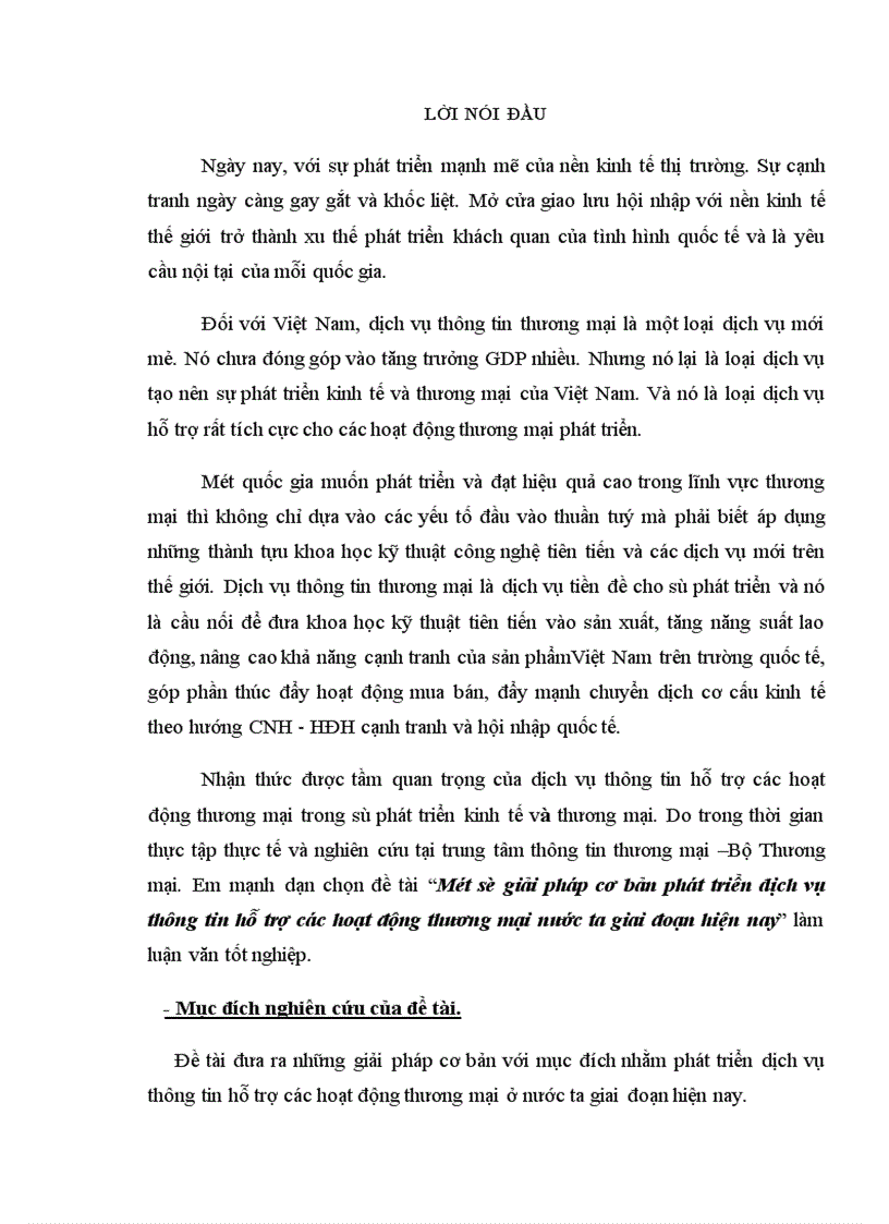 Một số giải pháp cơ bản phát triển dịch vụ thông tin hỗ trợ các hoạt động thương mại nước ta giai đoạn hiện nay