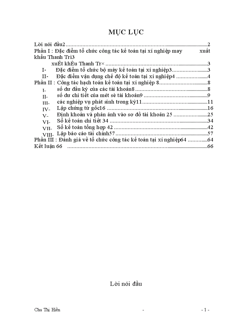 Đánh giá về tổ chức công tác kế toán tại xí nghiệp may 1
