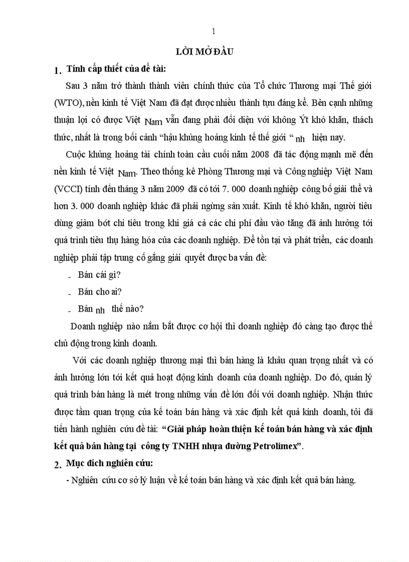 Giải pháp hoàn thiện kế toán bán hàng và xác định kết quả bán hàng tại công ty TNHH nhựa đường Petrolimex