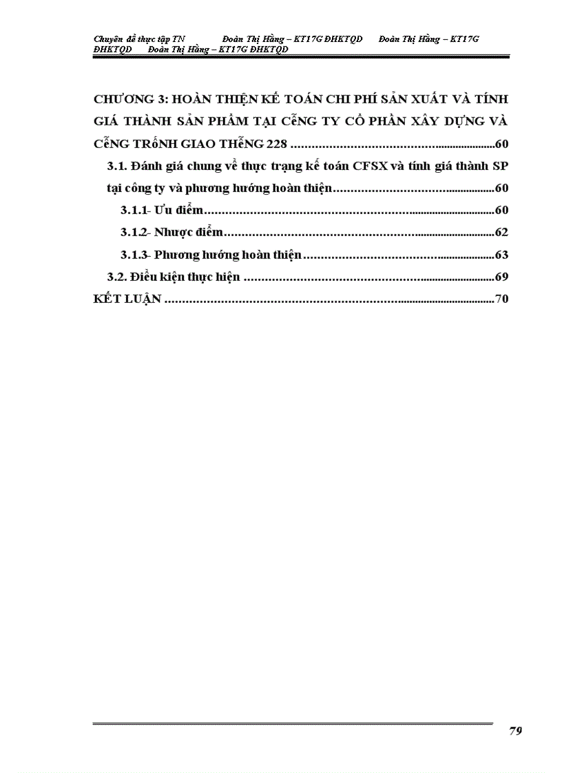 Hoàn thiện công tác kế toán chi phí sản xuất và tính giá thành tại Công ty cổ phần xây dựng và công trình giao thông 228