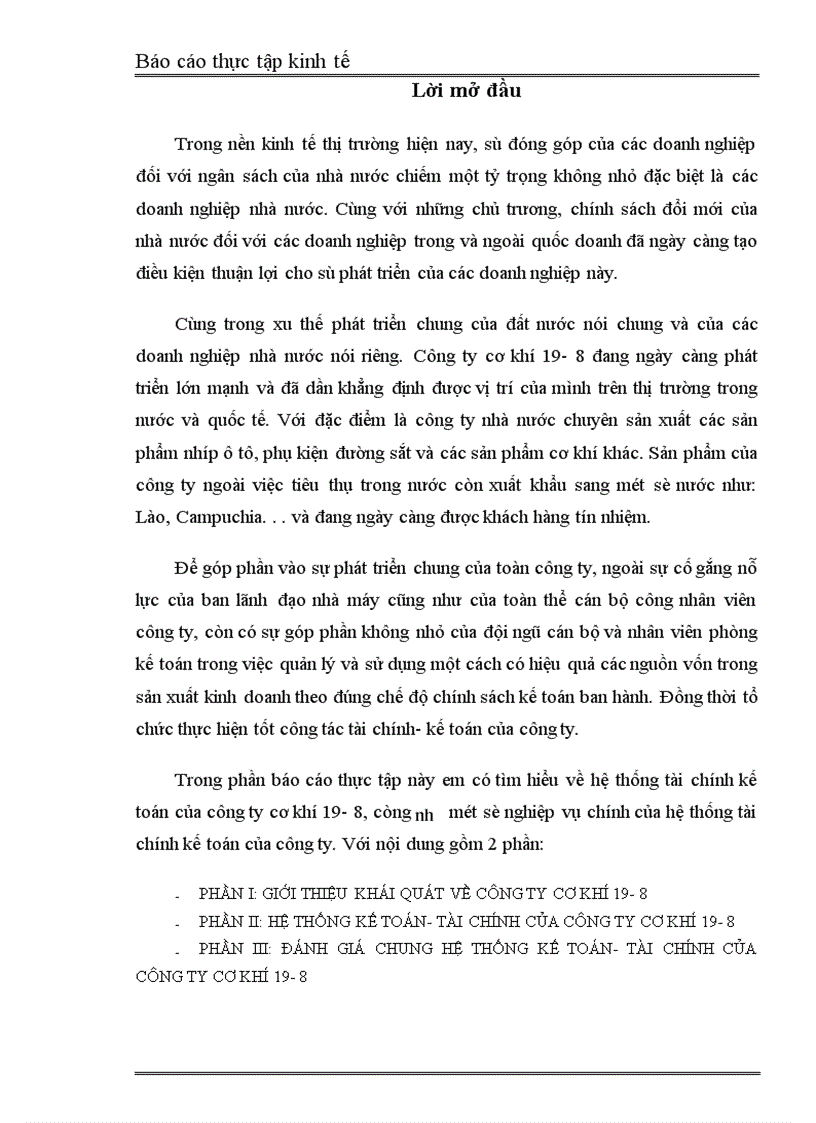 Báo cáo thực tập tổng hợp tại Công ty cơ khí 19 8