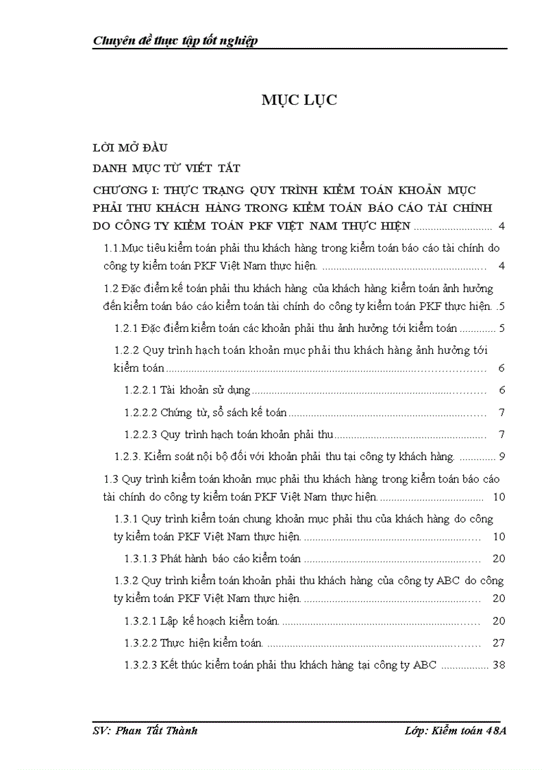 Hoàn thiện quy trình kiểm toán khoản phải thu trong kiểm toán báo cáo tài chính do công ty kiểm toán PKF thực hiện 1