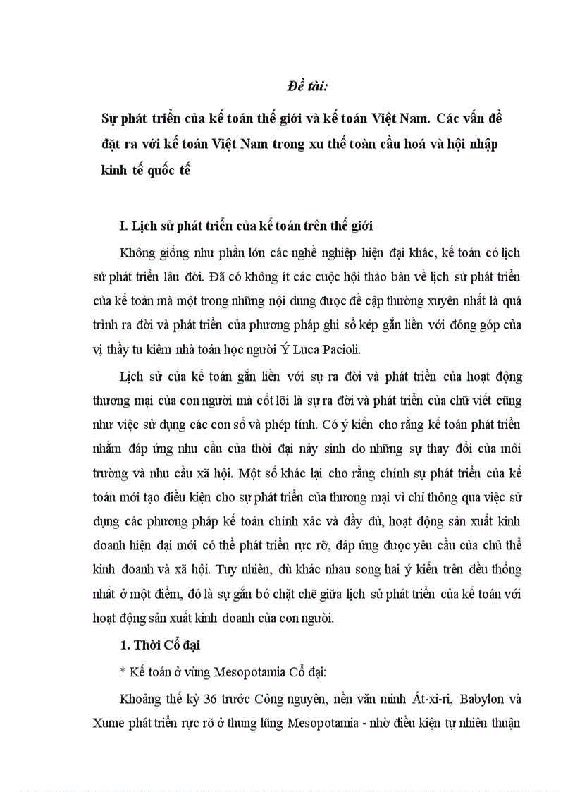 Sự phát triển của kế toán thế giới và kế toán Việt Nam 1