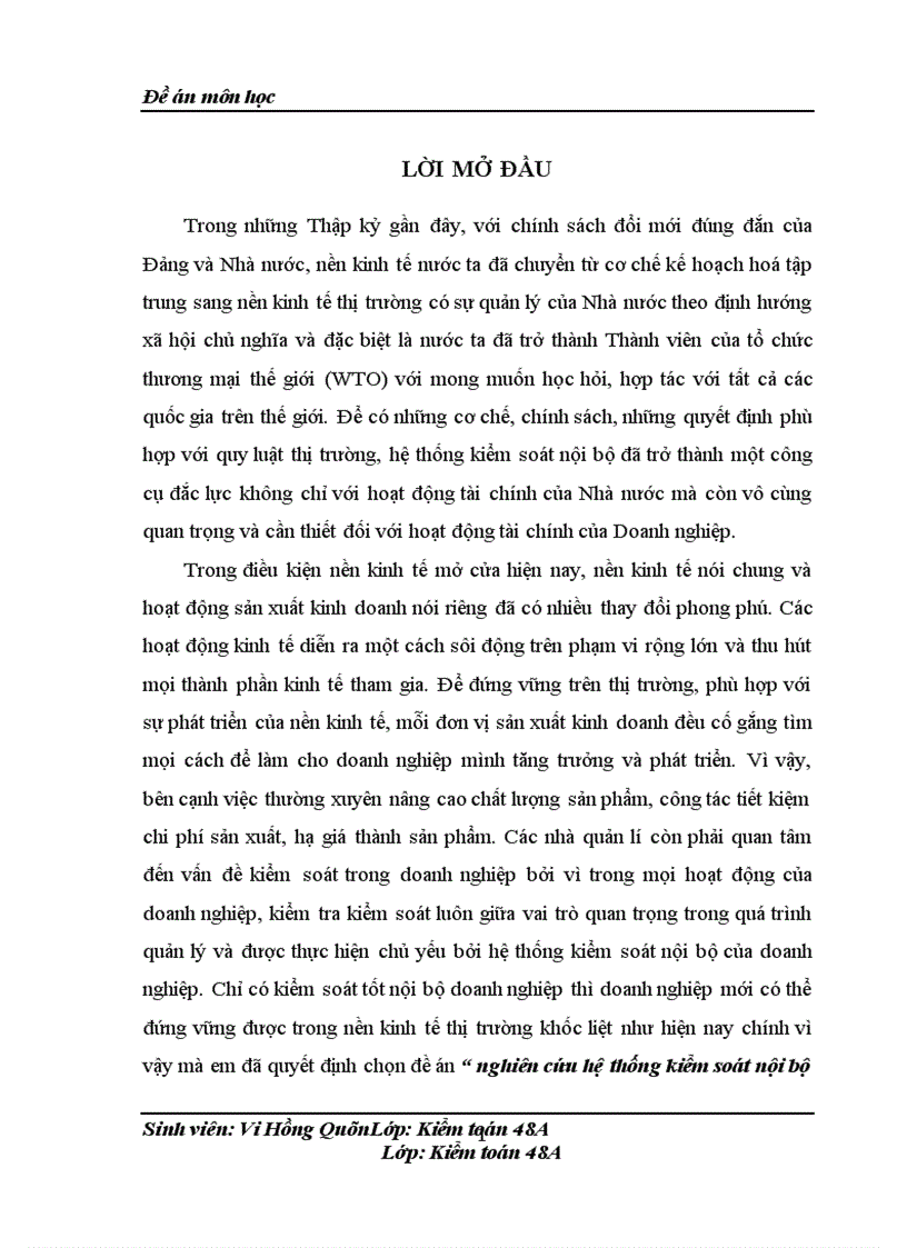 nghiên cứu hệ thống kiểm soát nội bộ trong doanh nghiệp Việt Nam hiện nay 1