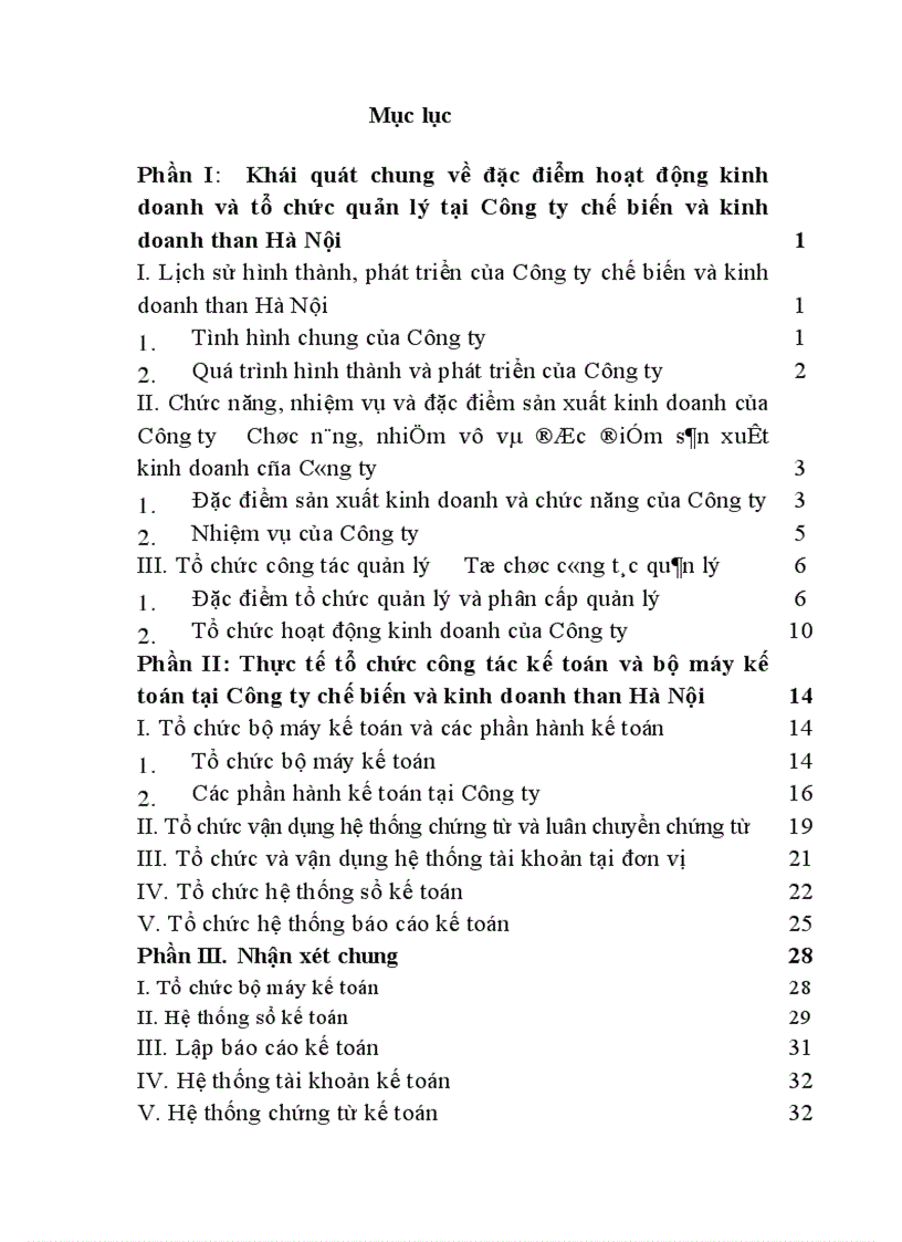 Thực tế tổ chức công tác kế toán và bộ máy kế toán tại Công ty chế biến và kinh doanh than Hà Nội 1