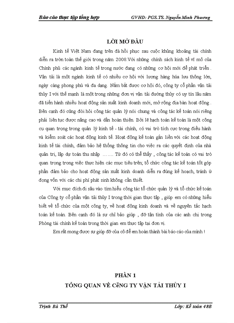 Tổ chức bộ máy kế toán và hệ thống kế toán tại công ty cổ phần vận tải thủy i