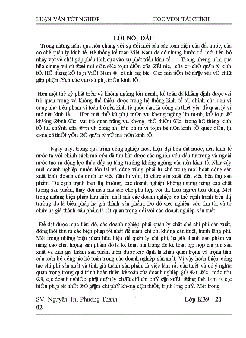 kế toán chi phí sản xuất và tính giá thành sản phẩm xi măng của Công ty Xi măng Đá Vôi Phú Thọ 1