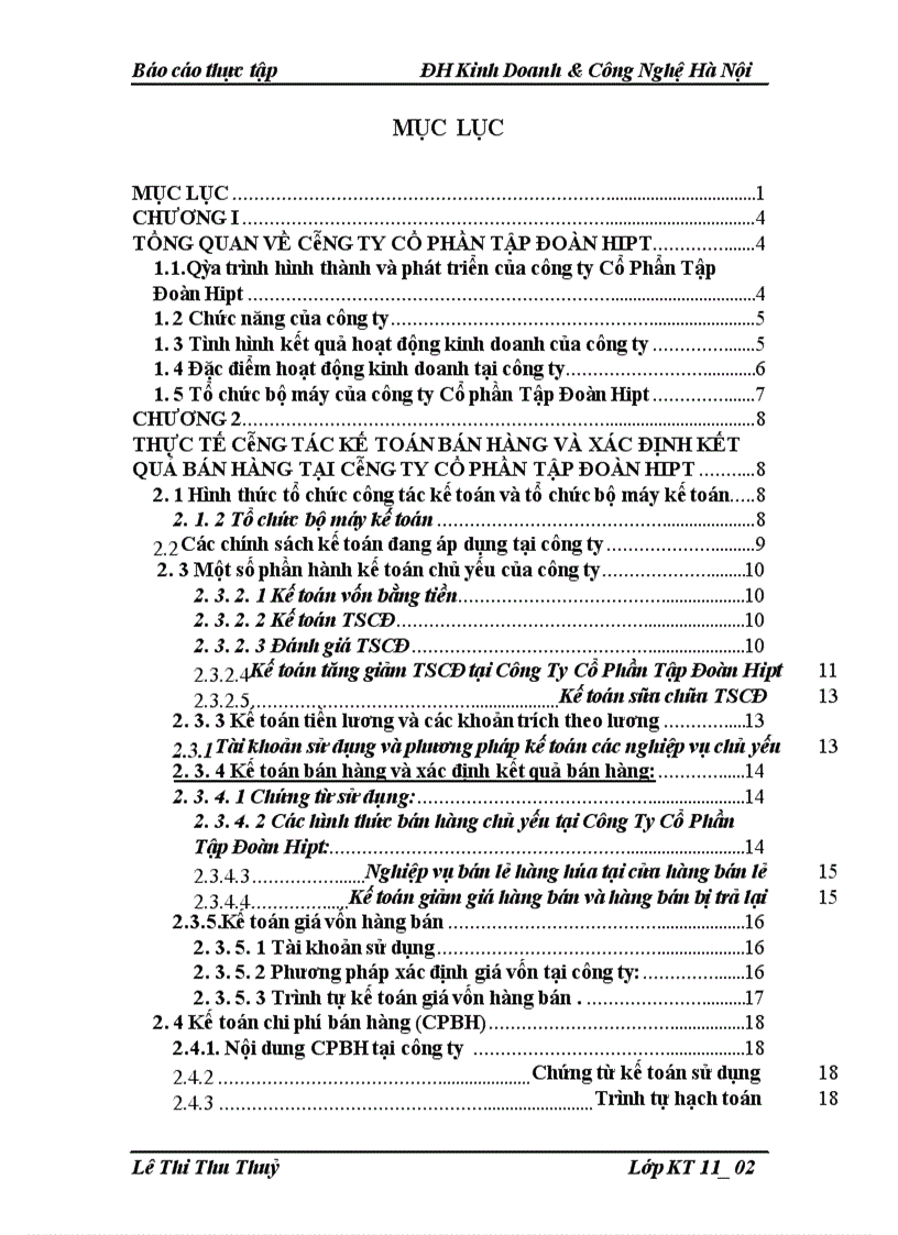 Thực tế công tác kế toán bán hàng và xác định kết quả bán hàng của Công ty Cổ Phần Tập Đoàn HIPT