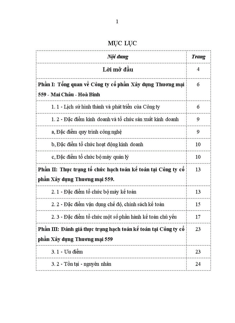 Đánh giá thực trạng tổ chức hạch toán kế toán trong Công ty cổ phần Xây dựng Thương mại 559