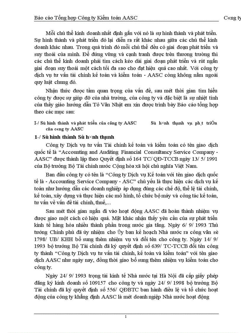 Báo cáo thực tập tổng hợp tại Công ty Kiểm toán AASC