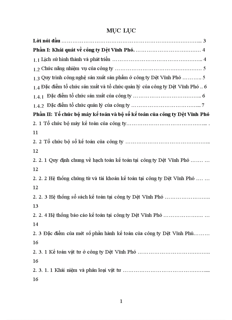 Báo cáo thực tập tại công ty Dệt Vĩnh Phú 1