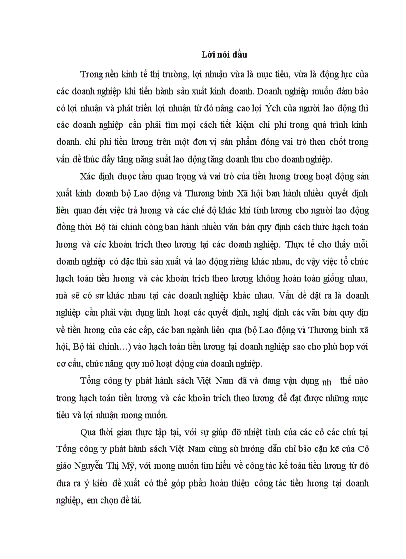 Tiền lương và các khoản trích theo lương tại Tổng công ty phát hành sách Việt Nam