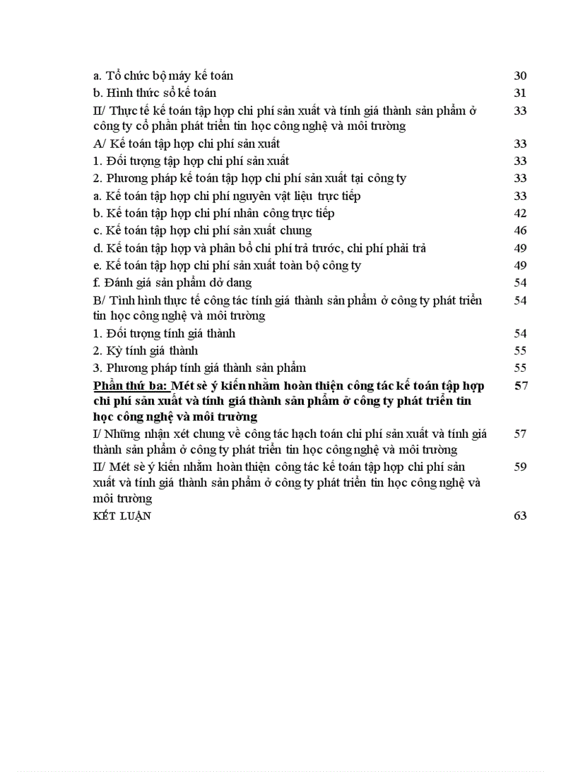 Tổ chức kế toán chi phí sản xuất và tính giá thành sản phẩm tại công ty phát triển tin học, công nghệ và môi trường