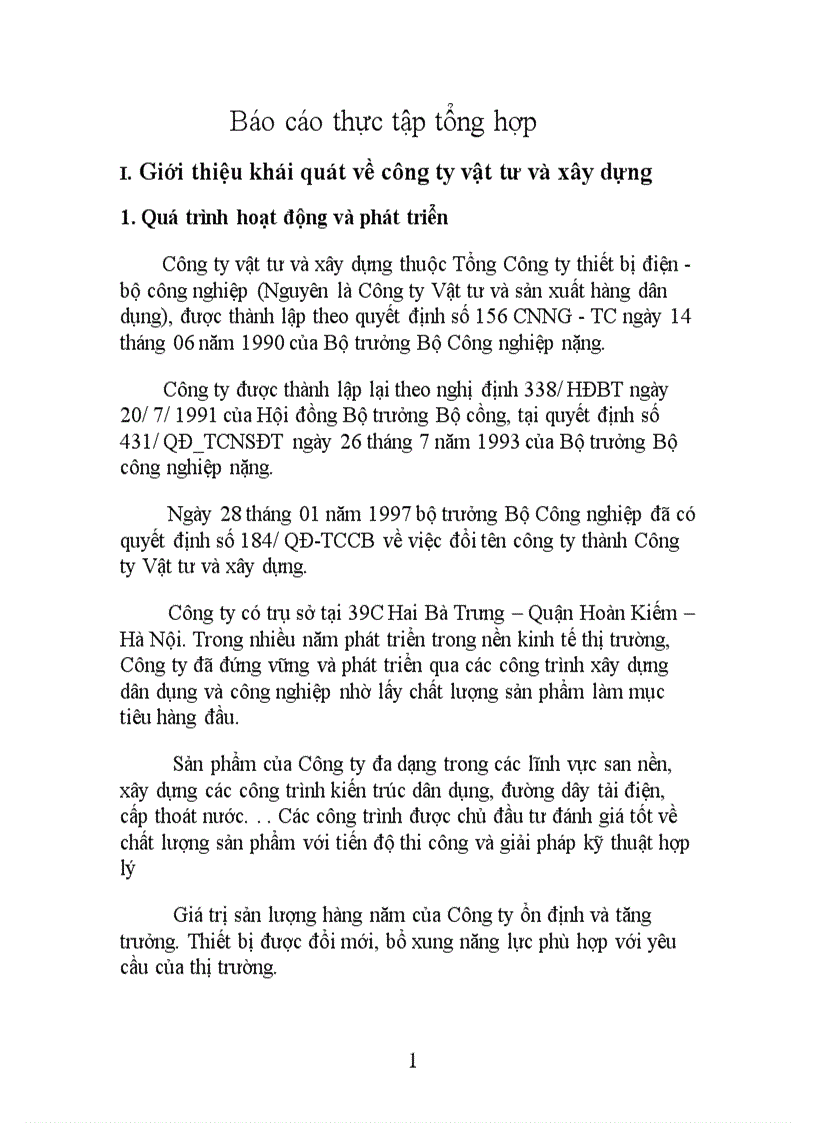 Phân tích toàn diện các mặt hoạt động kinh doanh tại Côngty vật tư và xây dựng