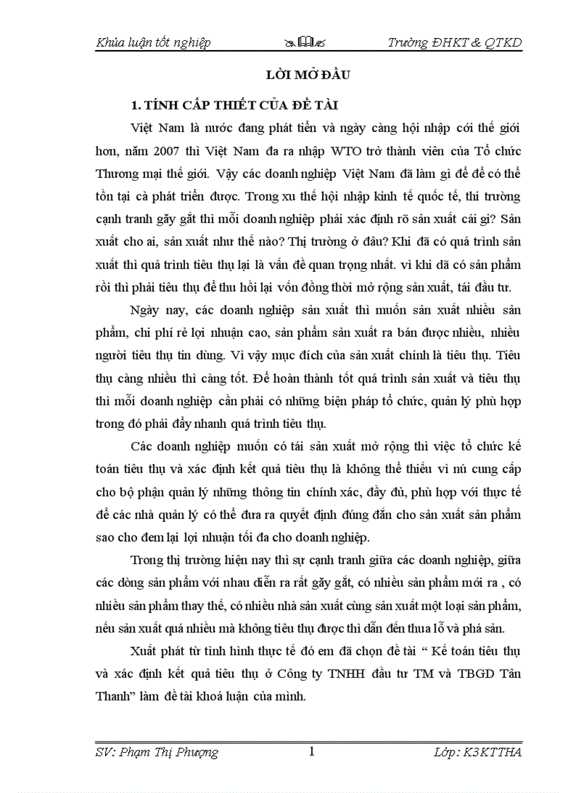 Kế toán tiêu thụ và xác định kết quả tiêu thụ ở Công ty TNHH đầu tư TM và TBGD Tân Thanh