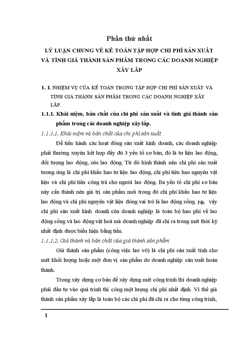 Một số ý kiến nhằm hoàn thiện công tác hạch toán chi phí sản xuất và tính giá thành sản phẩm tại Công ty xây dựng điện và dịch vụ phát triển nông thôn 1