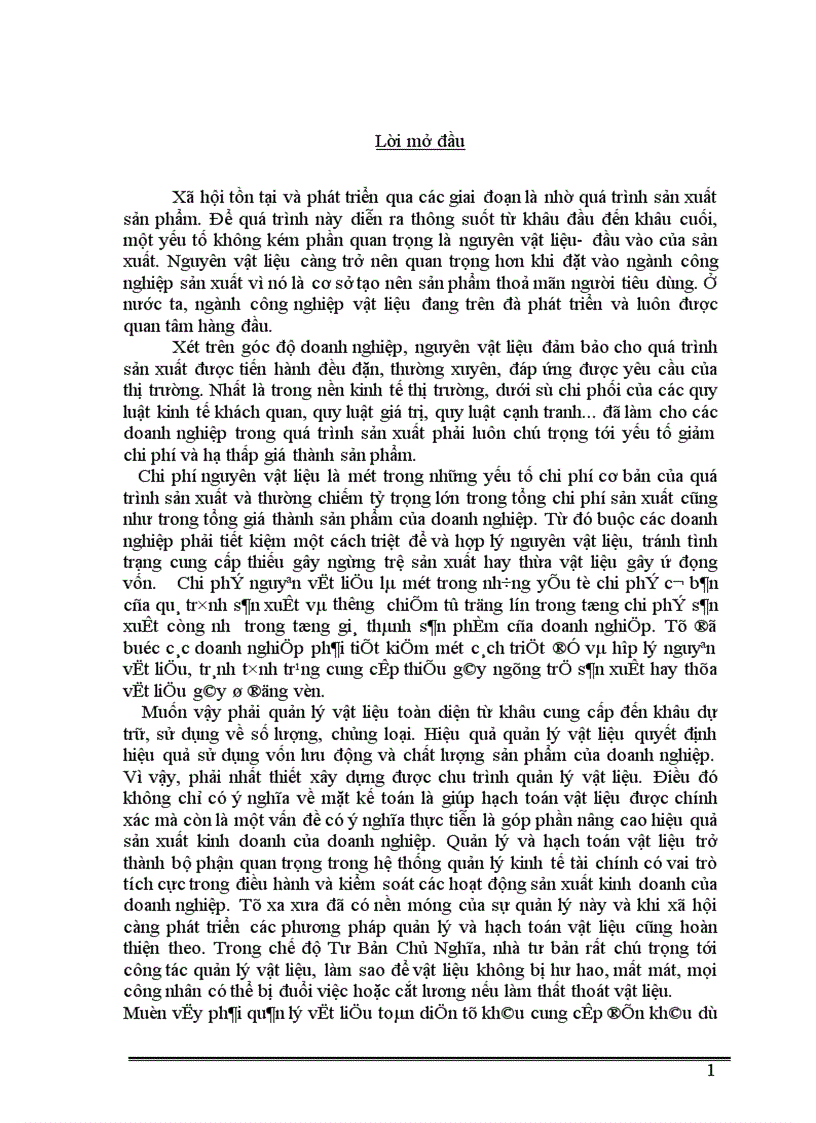 Hoàn thiện công tác kế toán nguyên vật liệu ở công ty Sản Xuất và Dịch Vụ Cơ Điện Hà Nội 1