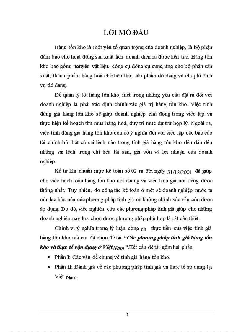 Các phương pháp tính giá hàng tồn kho và thực tế vận dụng ở Việt Nam 1