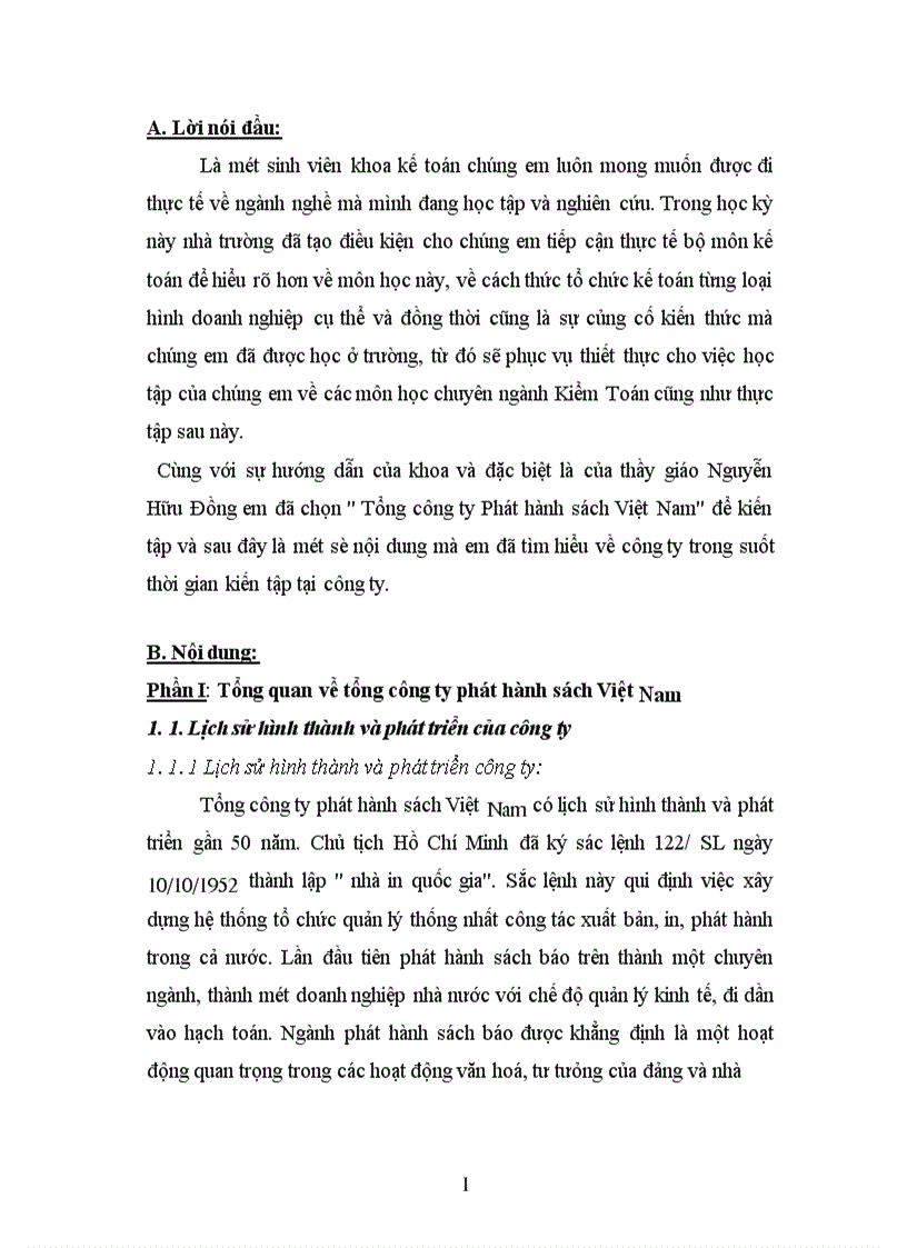 Tổ chức công tác kế toán và bộ máy kế toán của tổng công ty phát hành sách Việt Nam 1