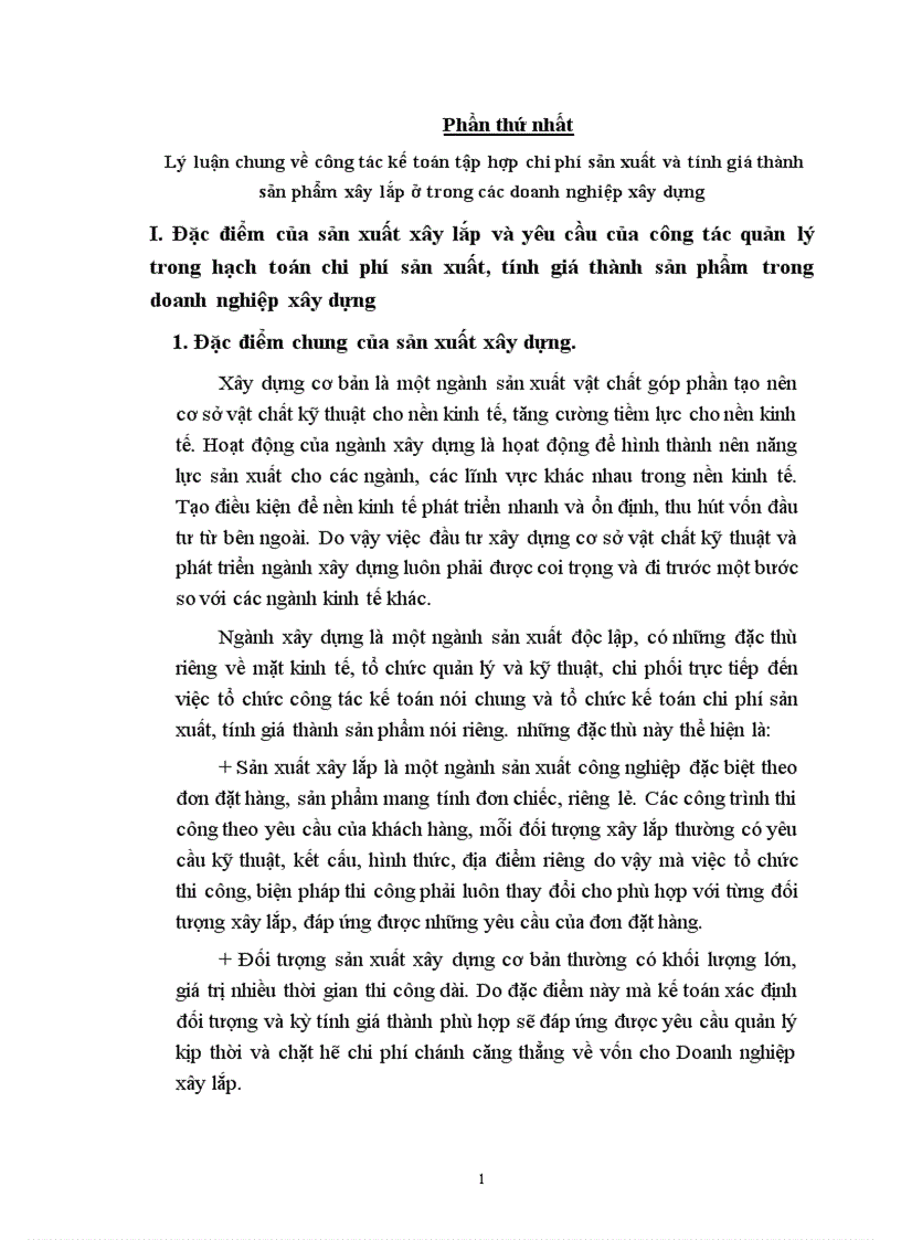 Chi phí sản xuất và tính giá thành công tác xây lắp
