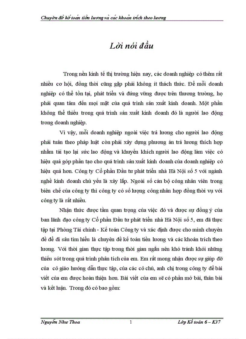 Một số ý kiến đề xuất nhằm hoàn thiện công tác kế toán tại công ty Cổ phần Đầu tư phát triển nhà Hà Nội số 5