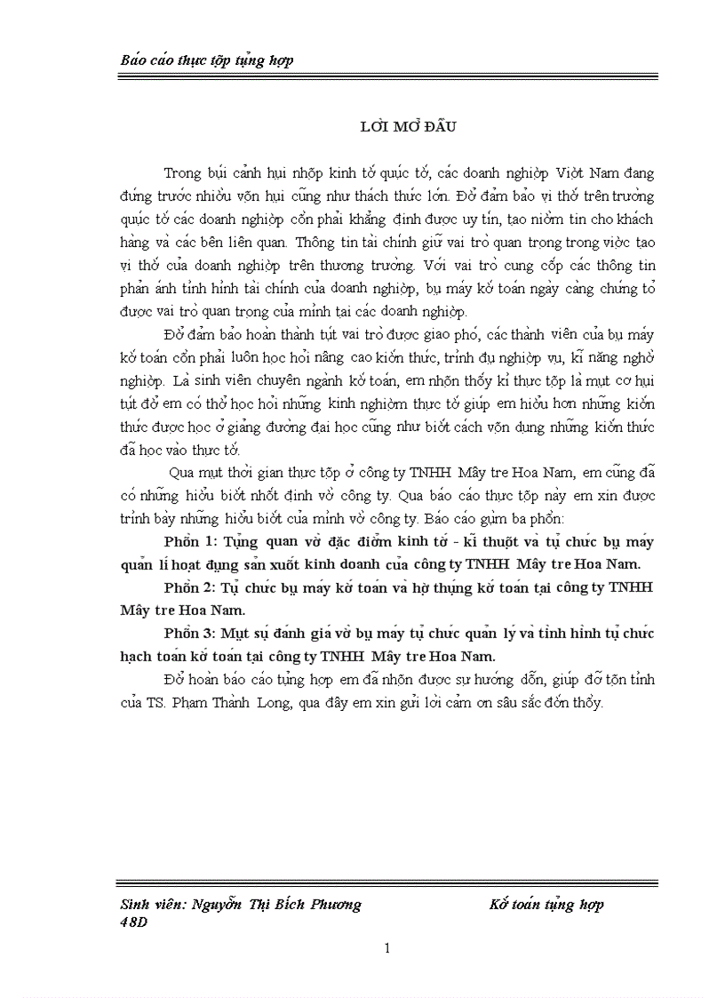 Ba o ca o thư c tâ p tô ng hơ p tại công ty TNHH Mây tre Hoa Nam