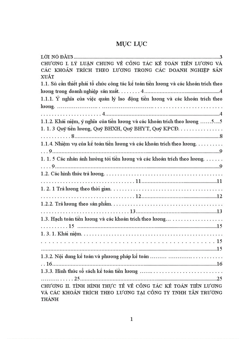 Kế toan tiền lương và các khoản trích theo lương tại Công ty trách nhiệm hữu hạn Tân Trường Thành làm khoá luận tốt nghiệp 1